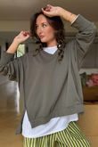 The Sunday Morning V Slouch Sweatshirt Khaki